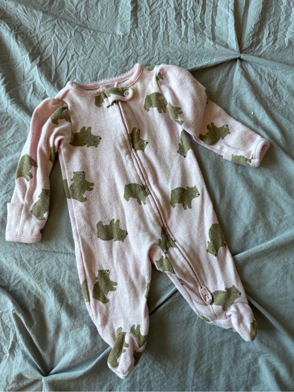 Simple Joys Pink Bear-Print Baby One-Piece Sleeper